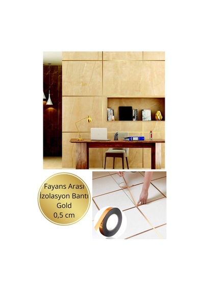 0.5 Cm 50 Metre Gold Fayans Arası Yapışkanlı Şerit Bant Dez Bandı Gold