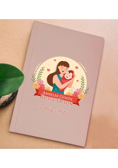 Bk Gift Kişiye Özel İsimli Dtf Anneler Günü Tasarımlı Pembe Sert Kapaklı Defter-1, Anneye Hediye Kobitmeyencom30647 Bk Gift