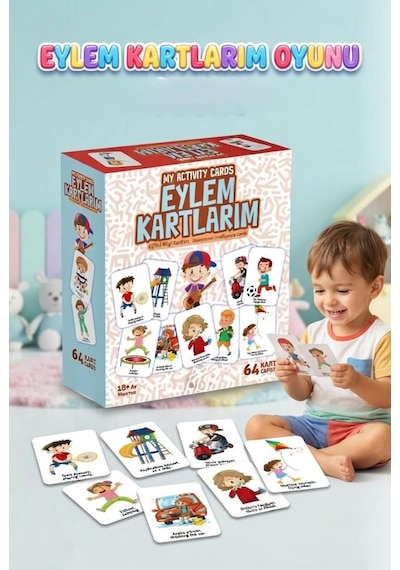 Eylem Kartlarım Çocuklar İçin Eğitici Dil Ve Zeka Geliştirme Oyunu Eğlenceli Ve Öğretici Oyun Seti