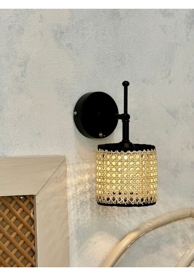 Hazeran & Rattan Siyah Duvar Aydınlatması Ledli Aplik Siyah
