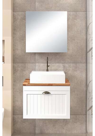 %100 Mdf 65 Cm Aren Banyo Dolabı Beyaz