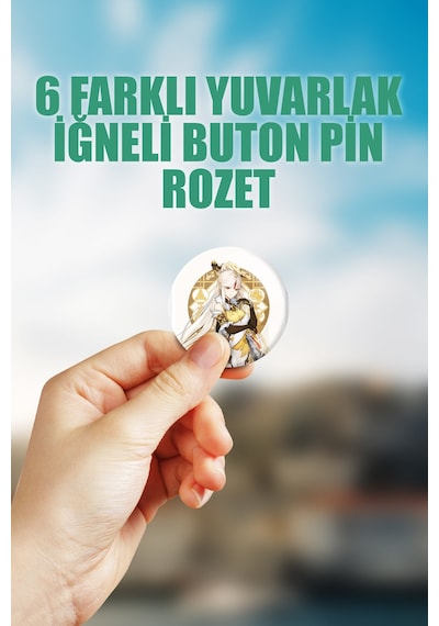 Ningguang Genshin İmpact Çanta Süsü Rozet İğneli Buton Rozet Seti 6 Adet Çok Renkli