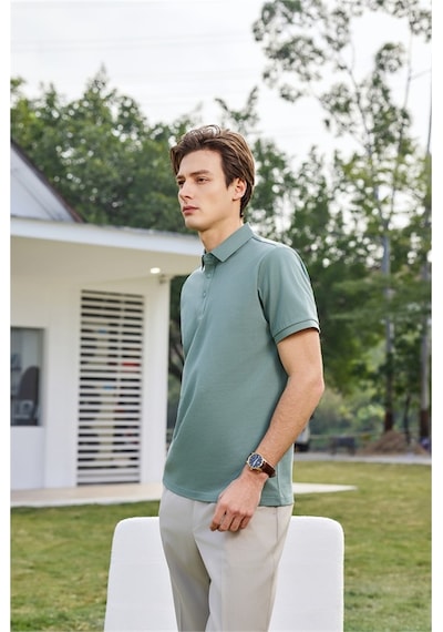 New Performance Premium Polo T-shirt 100% Pamuk Merserize Bambu Yeşili