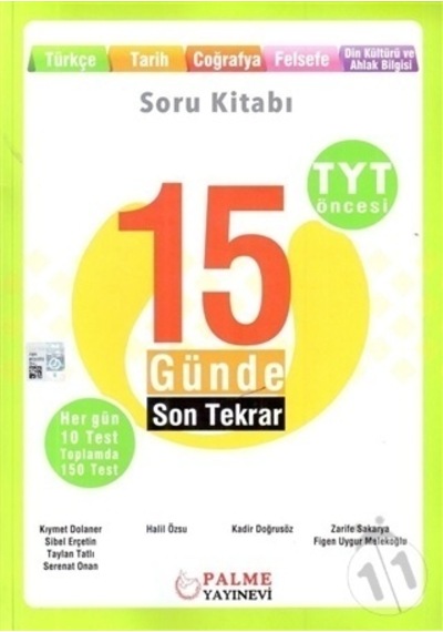 Palme Yayınevi Yks Tyt Öncesi 15 Günde Son Tekrar Soru Kitabı