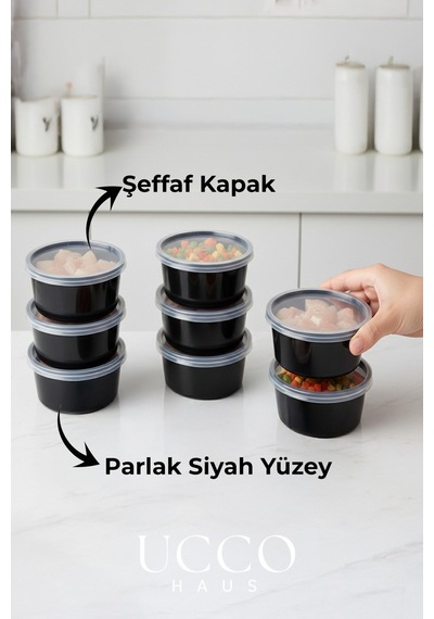 Ucco 500 Ml Kapaklı Buzluk Ve Mikrodalga Saklama Kabı, 10 Adet, Şeffaf