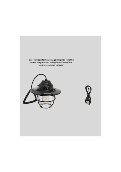 Astraltech Outdoor Retro Kamp Işığı Uzun Ömürlü Pil Taşınabilir Suya Dayanıklı Siyah