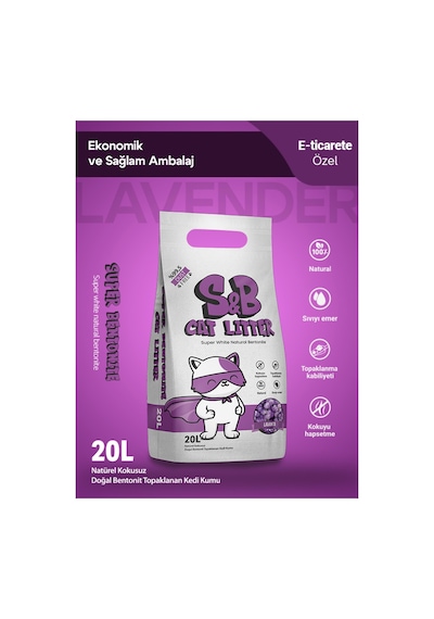 S&b Super Bentonite 20 Litre Lavantalı Topaklaşan Kedi Kumu