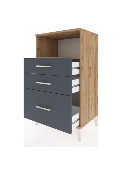 Hyperion Komodin Tek Raflı 3 Çekmeceli 60x44x106 Çam-antrasit Çam