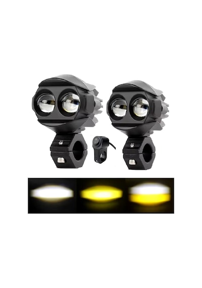 Motosiklet Sis Led Beyaz Ve Sarı Işık 2 Adet Led, 1 Adet Anahtar