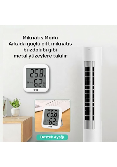 Vıt 3'lü İç Mekan Dijital Isı Ve Nem Ölçer Beyaz Termometre Wvt17-02 Thermometer