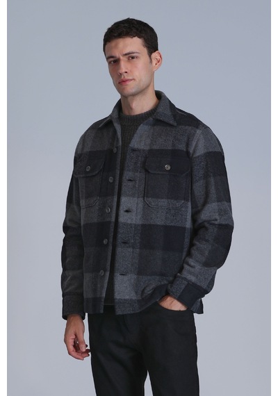 Lufian Broken Erkek Basic Gömlek Slim Fit Siyah Siyah 112010667100100