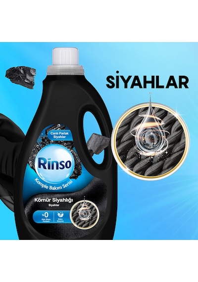 Rinso Sıvı Çamaşır Deterjanı Kömür Siyahlığı Komple Bakım 2.5 L X2 Diğer