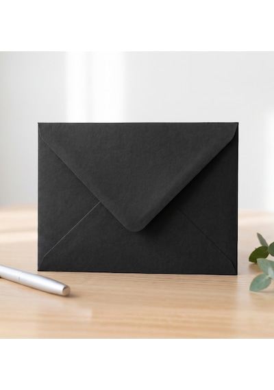 25 Adet 13x18 Cm Premium Kalite Davetiye Zarfı Siyah