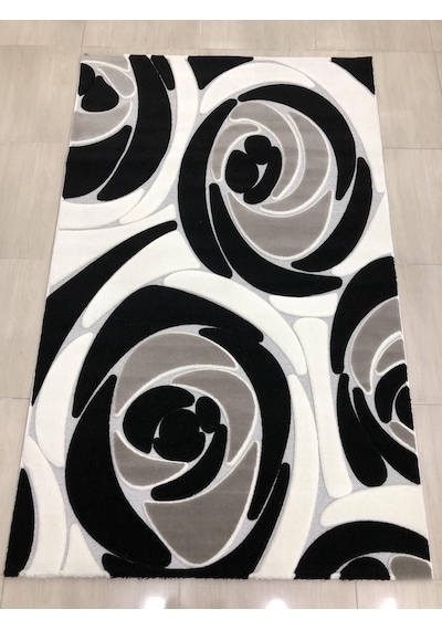 Kaşmir Halı Jade 146X233 Je 0018-03 Siyah Beyaz 4 M2 Halı !