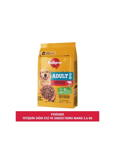 Pedigree Yetişkin Sığır Etli Ve Sebzeli Kuru Mama 2.6 Kg 5'li Paket