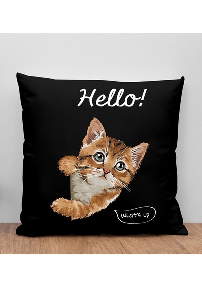 Bk Gift Kedi Tasarımlı Siyah Kırlent Yastık, Arkadaşa , Ev Dekorasyonu, Ev si-4