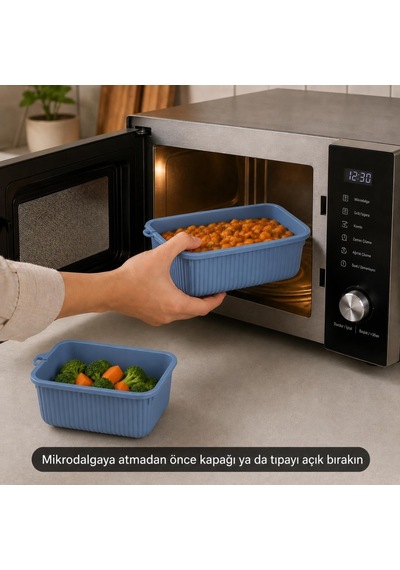Ayrex Vakumlu Silikon Kapaklı Plastik Saklama Kabı Seti, 3.5 Litre, Mikrodalga Ve Derin Dondurucu İçin Sefer Tası, Diğer