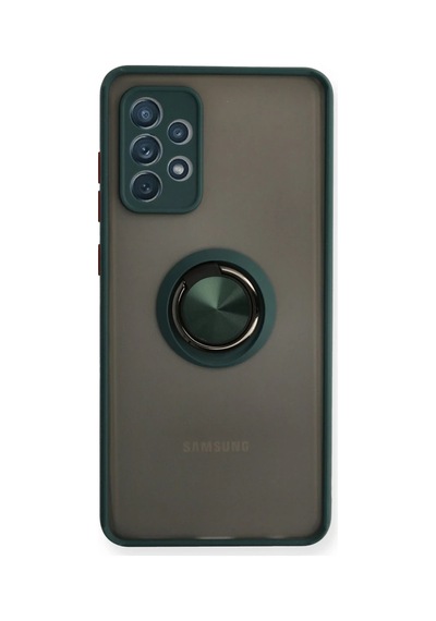 Samsung Uyumlu  Galaxy A72 Kılıf Montreal Yüzüklü Silikon Kapak - Yeşil 0.2M-Çok Renkli