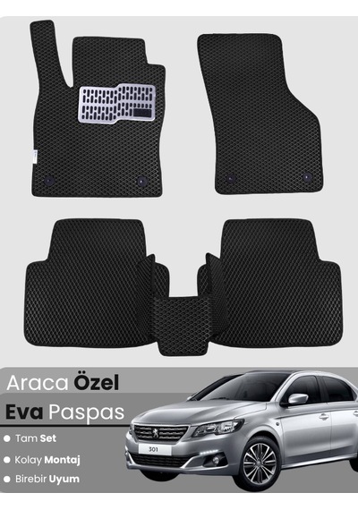Peugeot 301 2012-2025 Uyumlu Eva Paspas Tam Set Araca Özel,oto Paspas,kolay Montaj 733