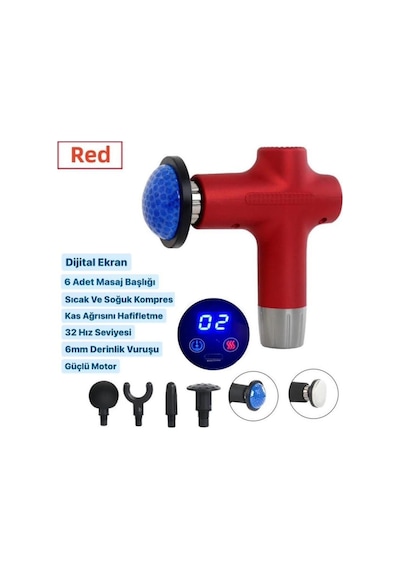 Afm Tech Jy-711 Kırmızı Yeni Nesil Isıtmalı Sıcak Ve Soğuk Özellikli Şarjlı Masaj Tabancası Kırmızı Afm Tech Jy-711 Kırmızı Yeni Nesil Isıtmalı Sıcak Ve Soğuk Özellikli Şarjlı Masaj Tabancası Kırmızı