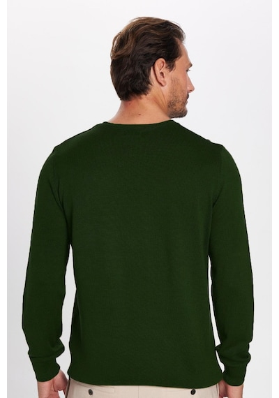 Tudors Erkek Slim Fit Dar Kesim Bisiklet Yaka Yeşil Triko Kazak-32482 Yeşil