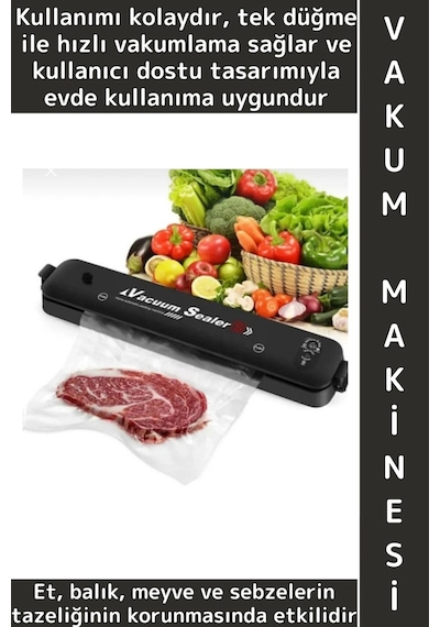 Wintoup Premium Mutfak Et Sebze Meyve Balık Tek Tuş Kolay Kullanım Otomatik Ev Tipi Gıda Vakumlama Makinesi