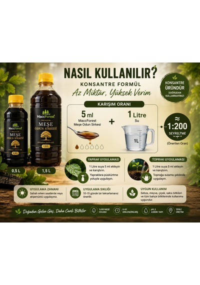 Maccforest Premium Meşe Odun Sirkesi %100 Meşe Odunundan 6 Ay Dinlendirilmiş Konsantre Formül / 0.5 Lt. 0.5 KG