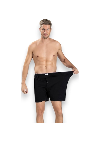 Fanilam Jiber Erkek Büyük Beden Penye Boxer 3'lü Paket - Düğmeli Battal Boy Rahat Kesim Boxer Çok Renkli