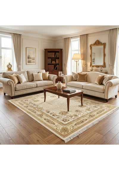 Floral Desenli 200 X 300 İpek Halı Bej