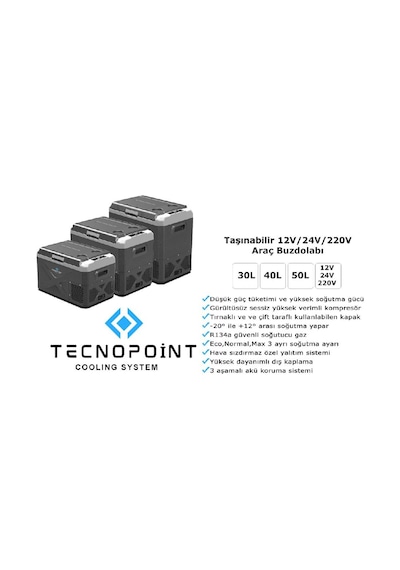 Taşınabilir 12v - 24v - 220v Araç Buzdolabı 50 Litre