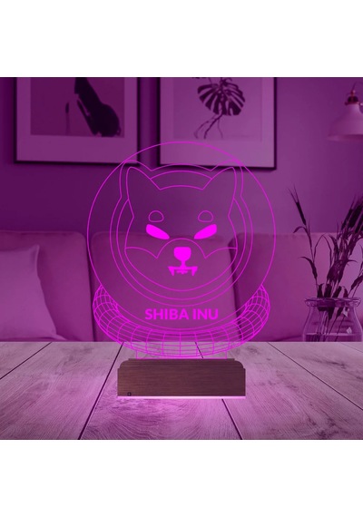 Luvivia Crypto Shiba Inu Coin Kripto Finans 3d Lamba - Masa Gece Lambası V2 Şeffaf
