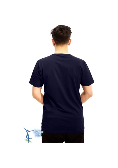 Sermoda Rahat Kesim Bisiklet Yaka Pamuklu Penye T-shirt Lacivert