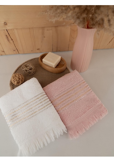 Pamuklu İkili 50x80 Cm Çizgili Renkli Modern Havlu Seti Baveno Çok Renkli