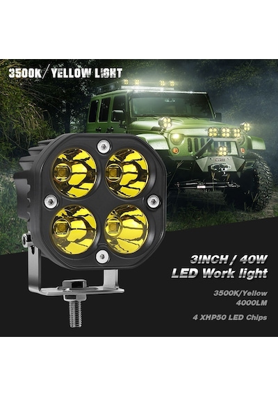 Off-road Sis Lambası 4 Led 12-32v 40w -set Sarı / Lass284-1