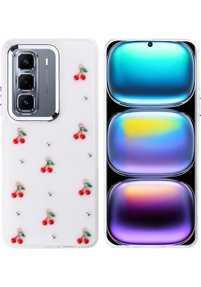 Zore İnfinix Hot 50 Pro Plus 4g Kılıf Airbag Tasarımlı Simli Şeffaf Kutup Kapak - Kiraz