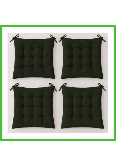 Vaveni 4 Lü Kapitone Bağcıklı Sandalye Minderi 40 40 3 Cm Zeytin Yeşili 40 40 3 Cm 4 Adet Arz