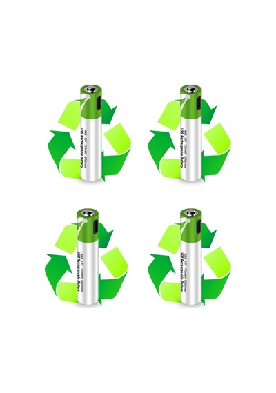 Usb Type-c İle Şarjolabilen 4 Adet Aaa 1.5v Lityum Şarjlı Kalem Pil 750 Mah Uzun Ömürlü