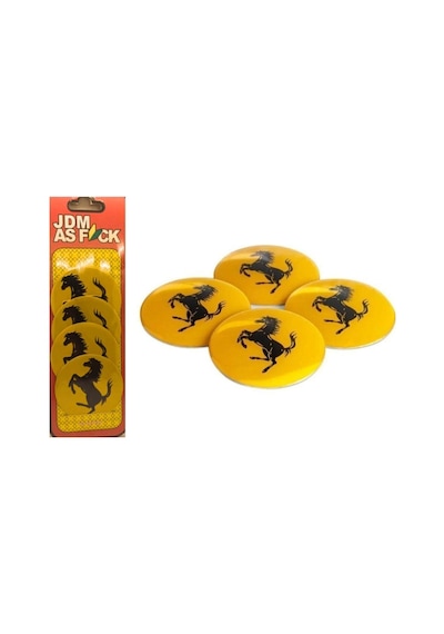 Ferrari Jant Göbeği Yapıştırma Sticker Sarı 54mm 4 Adet