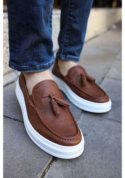 Roof Atelier Erkek Taba Püskül Detaylı Loafer Ayakkabı - 127 - Cbt Loafer-x Taba