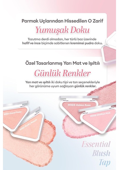 Katmanlanabilir Yumuşak Dokulu Işıltılı Bitiş Sunan Allık Essential Blush Tap S201 Coral Posy Çok Renkli