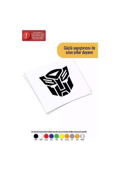 Transformers Kafası Sticker Oto-motor-laptop-duvar-dekor 30 X 30 Cm