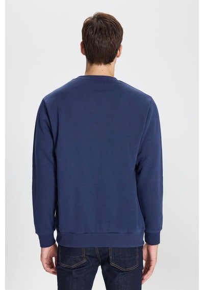 George Henry Standart Fit Normal Kesim Pamuklu Bisiklet Yaka Sweatshirt Lacivert