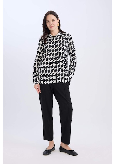 DeFacto Krep Pantolon Carrot Fit Basic Düz Beli Lastikli Dar Paça Cepli D5950AX24WNBK81 Siyah