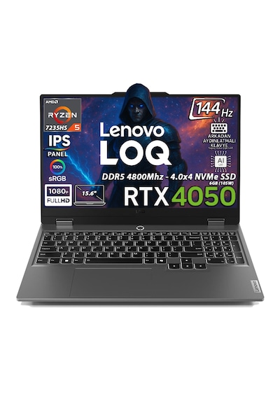Lenovo LOQ 15ARP9 83JC00H4TR R5-7235HS 16 GB 512 GB SSD 6 GB RTX4050 15.6" Free Dos Dizüstü Bilgisayar