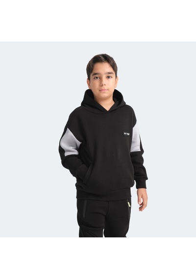 Slazenger LAYNE Çocuk Kapüşonlu Cepli Siyah / Gri Sweatshirt