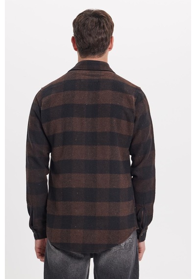 Tudors Erkek Slim Fit Dar Kesim Uzun Kollu Kapaklı Çift Cepli Kareli Kışlık Oduncu Gömlek-41620 Çok Renkli