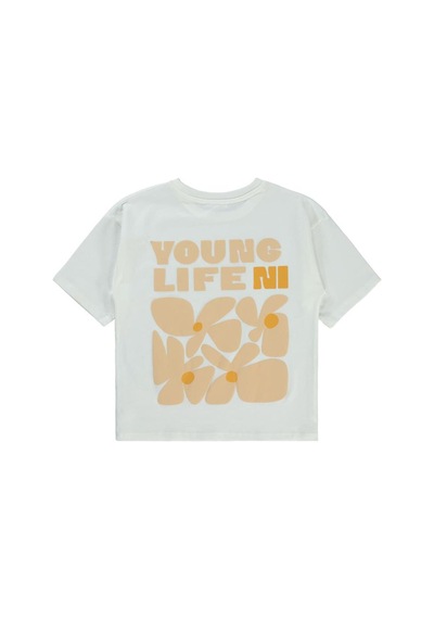 Civil Girls Young Life Baskılı 10-13 Yaş Tişört Ekru