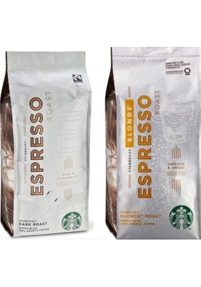 Starbucks Blonde Espresso Ve Dark Roast Espresso Çekirdek Kahve 250 Gx2 Adet