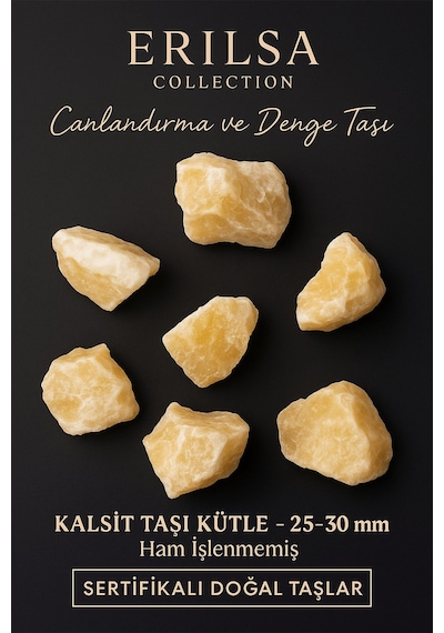Sertifikalı Ham İşlenmemiş Bal Kalsit Taşı Kütle 25 30 Mm Doğal