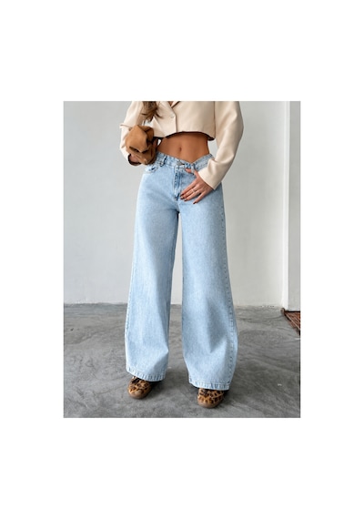 Bluemarlin Tam Kalıp Buz Kar Denim/kot Bol Paça Jeans Pantolon Buz Kar